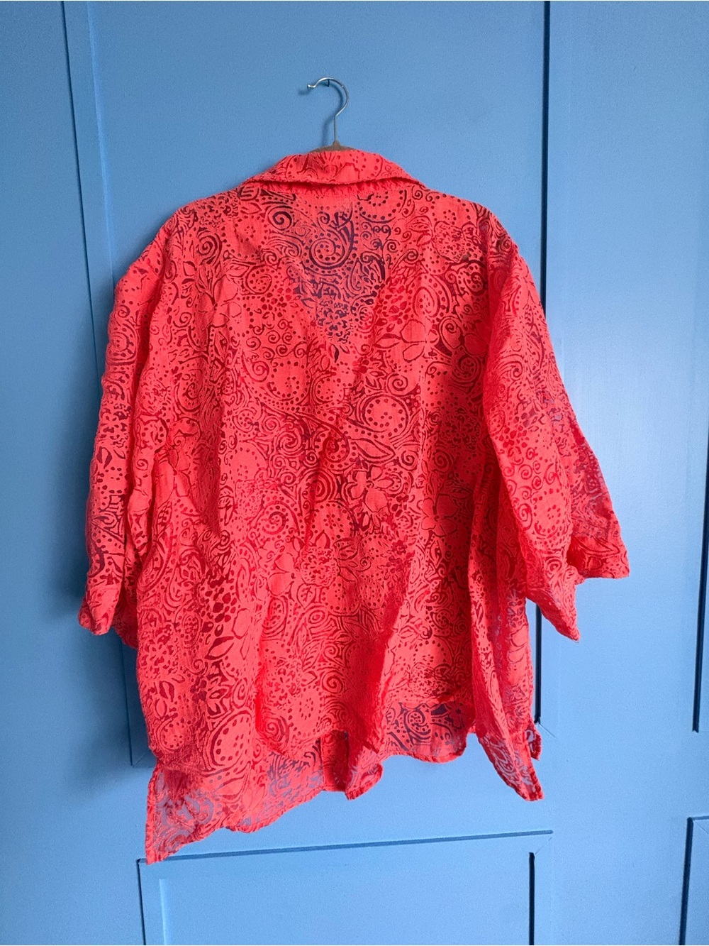 White Stag Coral Sheer Button-Down w/ Floral Pattern - Women’s Plus 30w/32w - Picture 2 of 5